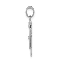 14K White Gold the Kids Small Boy in Overalls Charm with Hat on Left Engravable Love view 2