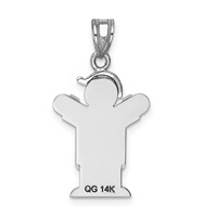 14K White Gold the Kids Small Boy in Overalls Charm with Hat on Left Engravable Love view 4