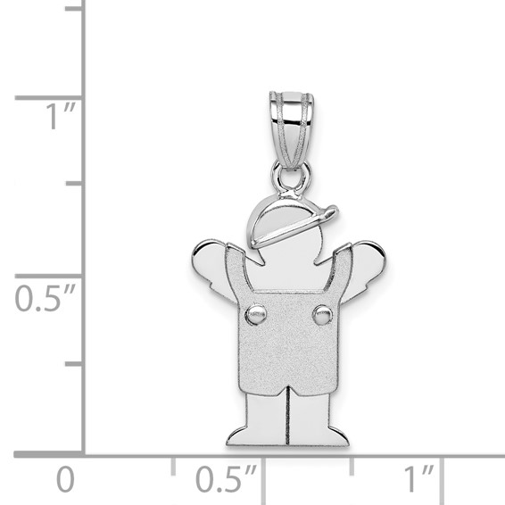 14k White Gold The Kids Small Boy in Overalls with Hat on Left Engravable Love Charm