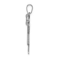 14K White Gold the Kids Medium Girl Charm with Ruffles and Bow on Right Engravable Love view 2