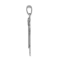 14K White Gold the Kids Medium Boy in Overalls Charm with Hat on Left Engravable Love view 2