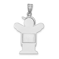 14K White Gold the Kids Medium Boy in Overalls Charm with Hat on Left Engravable Love view 4