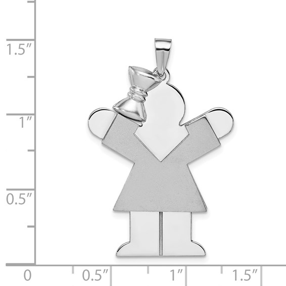 14k White Gold The Kids Large Girl with Ruffles and Bow on Left Engravable Love Charm