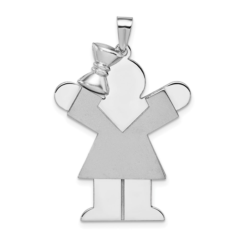 14k White Gold Large Girl with Bow on Left Engravable Charm