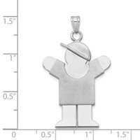 14K White Gold the Kids Large Boy Charm with Hat on Right Engravable Love view 3