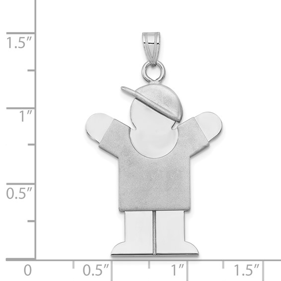 14k White Gold The Kids Large Boy with Hat on Right Engravable Love Charm