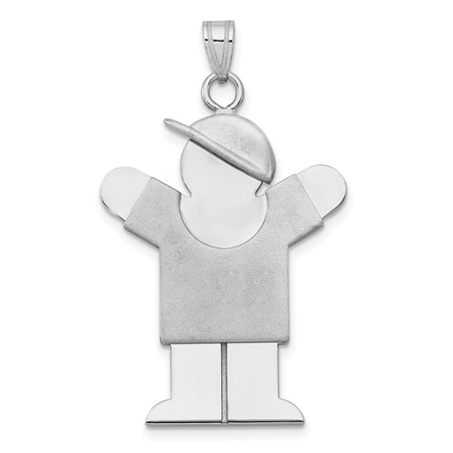 14K White Gold the Kids Large Boy Charm with Hat on Right Engravable Love