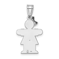 14K White Gold the Kids Small Girl Charm with Bow on Left AA Diamond Hugs view 4