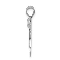 14K White Gold the Kids Small Girl Charm with Bow on Right AA Diamond Kiss view 2