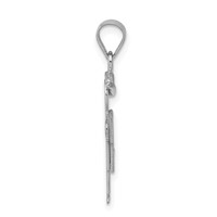 14K White Gold the Kids Small Boy Charm with Hat on Right AA Diamond Hugs view 2