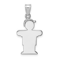 14K White Gold the Kids Small Boy Charm with Hat on Right AA Diamond Hugs view 4