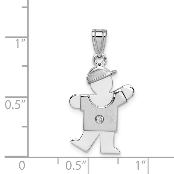 14k White Gold The Kids Small Boy with Hat on Left A Diamond Kiss Charm