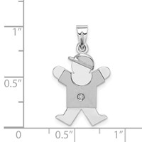 14K White Gold the Kids Small Boy Charm with Hat on Right AA Diamond Joy view 3