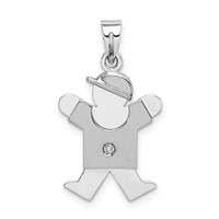 14K White Gold the Kids Small Boy Charm with Hat on Right AA Diamond Joy view 1