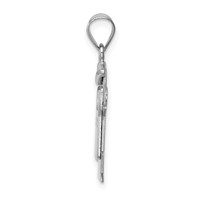 14K White Gold the Kids Small Boy in Overalls Charm with Hat on Left AA Diamond Love view 2