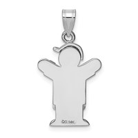 14K White Gold the Kids Small Boy in Overalls Charm with Hat on Left AA Diamond Love view 4