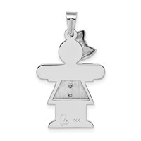 14K White Gold the Kids Medium Girl Charm with Bow on Left AA Diamond Hugs view 4