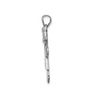 14K White Gold the Kids Medium Girl Charm with Bow on Right AA Diamond Kiss view 2