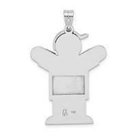 14K White Gold the Kids Medium Girl Charm with Bow on Right AA Diamond Kiss view 4