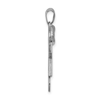 14K White Gold the Kids Medium Girl Charm with Bow on Left AA Diamond Joy view 2