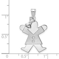 14K White Gold the Kids Medium Girl Charm with Bow on Left AA Diamond Joy view 3
