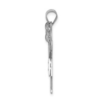 14K White Gold the Kids Medium Girl Charm with Bow on Left AA Diamond Love view 2