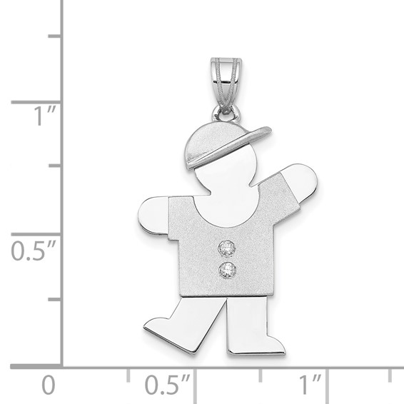 14k White Gold The Kids Medium Boy with Hat on Left A Diamond Kiss Charm