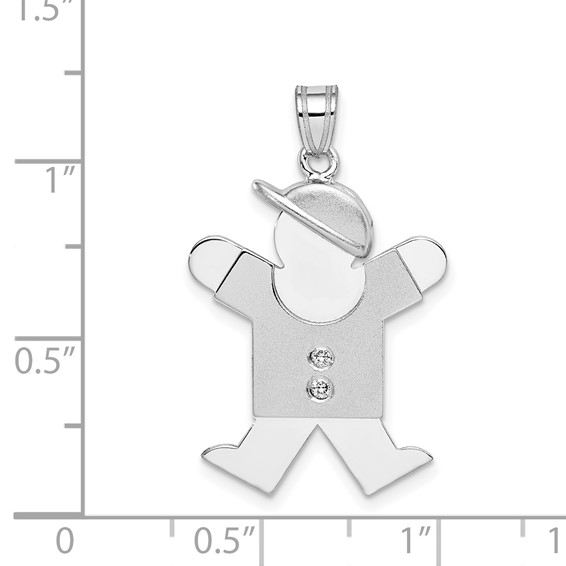 14k White Gold The Kids Medium Boy with Hat on Right A Diamond Joy Charm