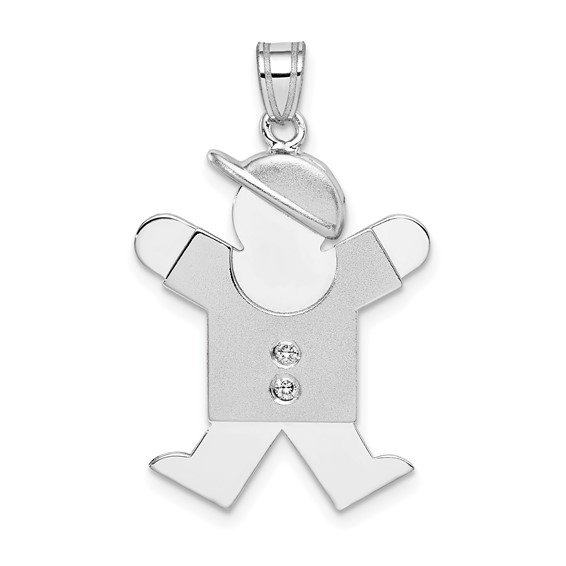 14k White Gold The Kids Medium Boy with Hat on Right A Diamond Joy Charm