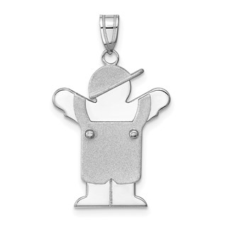 14k White Gold The Kids Medium Boy in Overalls with Hat on Left Love Charm Mounting