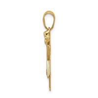 14K Yellow Gold the Kids Small Girl Pendant with Ruffles and Bow on Right Aaa Diamond Love view 2