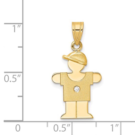 14k The Kids Small Boy with Hat on Right AA Diamond Hugs Pendant