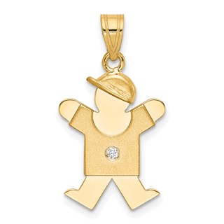 14k The Kids Small Boy with Hat on Right A Diamond Joy Pendant
