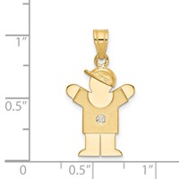 14K Yellow Gold the Kids Small Boy Pendant with Hat on Right a Diamond Love view 3