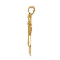 14K Yellow Gold the Kids Medium Girl Pendant with Ruffles and Bow on Right AA Diamond Love view 2