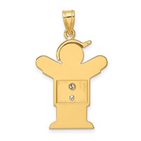 14K Yellow Gold the Kids Medium Boy Pendant with Hat on Right AA Diamond Love view 4