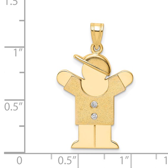 14k The Kids Medium Boy with Hat on Right VS Diamond Love Pendant
