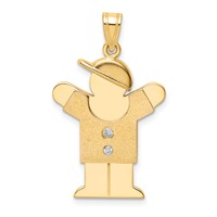 14K Yellow Gold the Kids Medium Boy Pendant with Hat on Right AA Diamond Love view 1