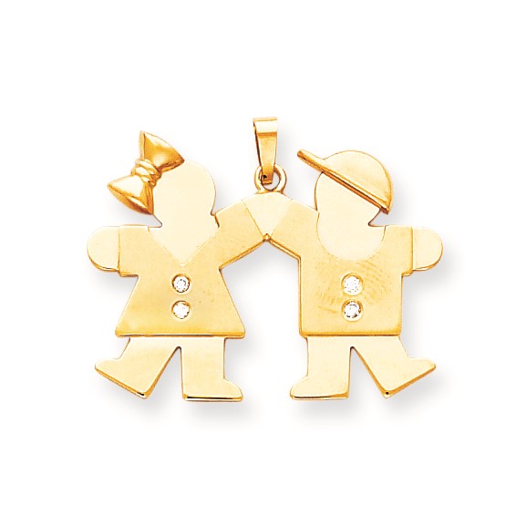 14k AAA Diamond kid pendant