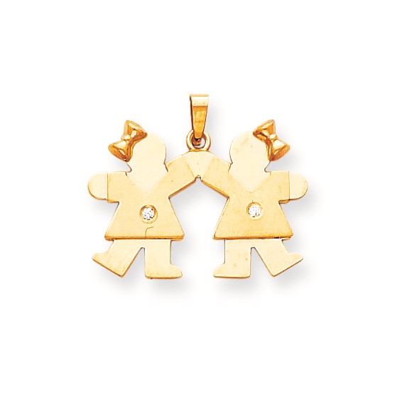 14k AAA Diamond kid pendant
