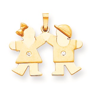 14k AAA Diamond kid pendant