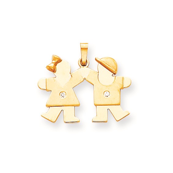 14k AAA Diamond kid pendant