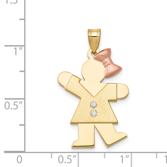 14k Two-tone A Diamond kid pendant