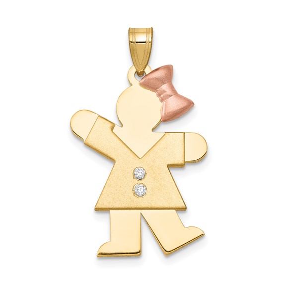 14k Two-tone A Diamond kid pendant