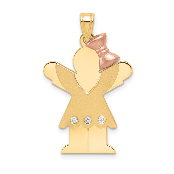 14k Two-tone AAA Diamond kid pendant