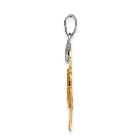 14k Two-tone AA Diamond Kid Pendant