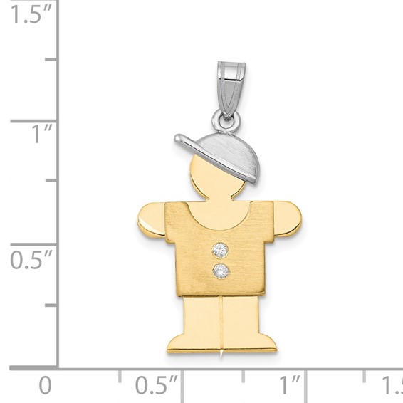 14k Two-tone AA Diamond Kid Pendant