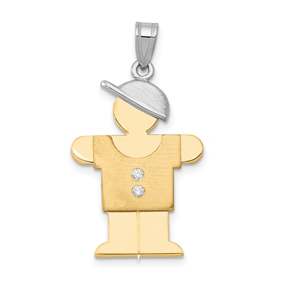 14k Two-tone AA Diamond Kid Pendant
