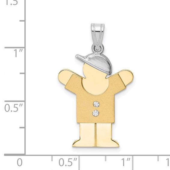 14k Two-tone AAA Diamond kid pendant