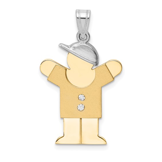 14k Two-tone AAA Diamond kid pendant